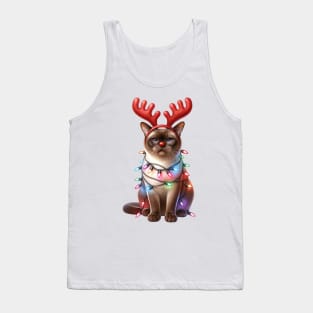 Christmas Red Nose Burmese Cat Tank Top